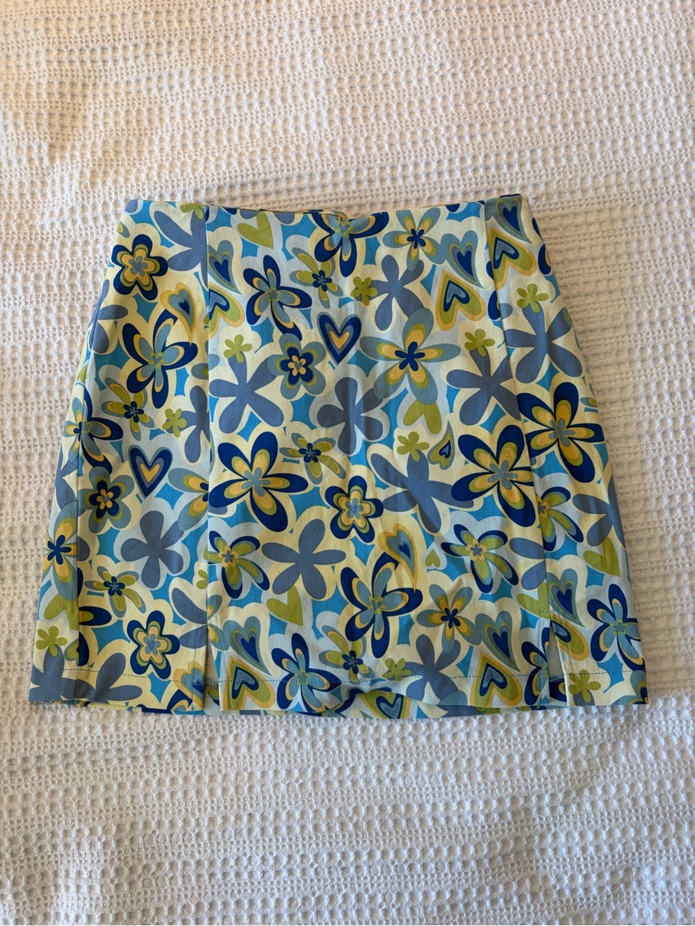 love on a hanger Floral Mini Skirt in Blue, Lime & Aqua